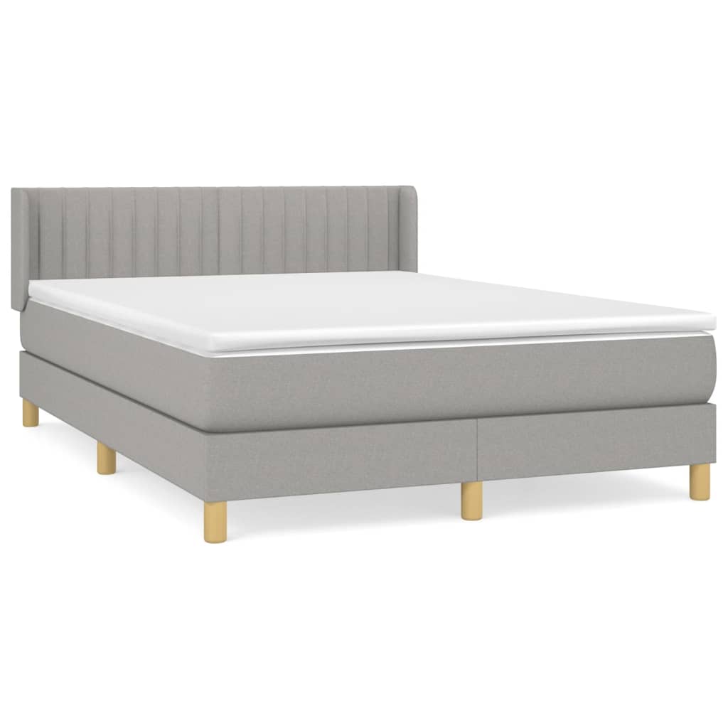 vidaXL Cama box spring con colchón tela gris claro 140x190 cm