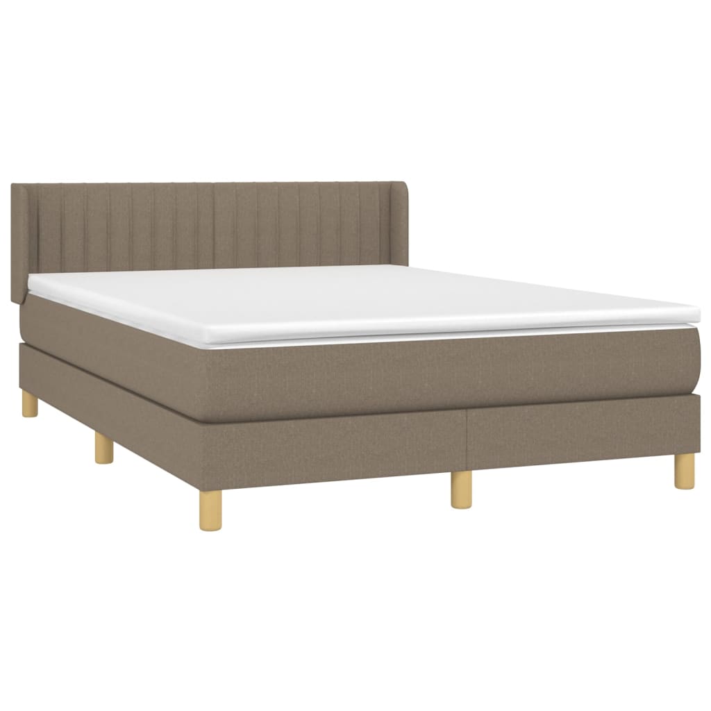 vidaXL Cama box spring con colchón tela gris taupe 140x190 cm