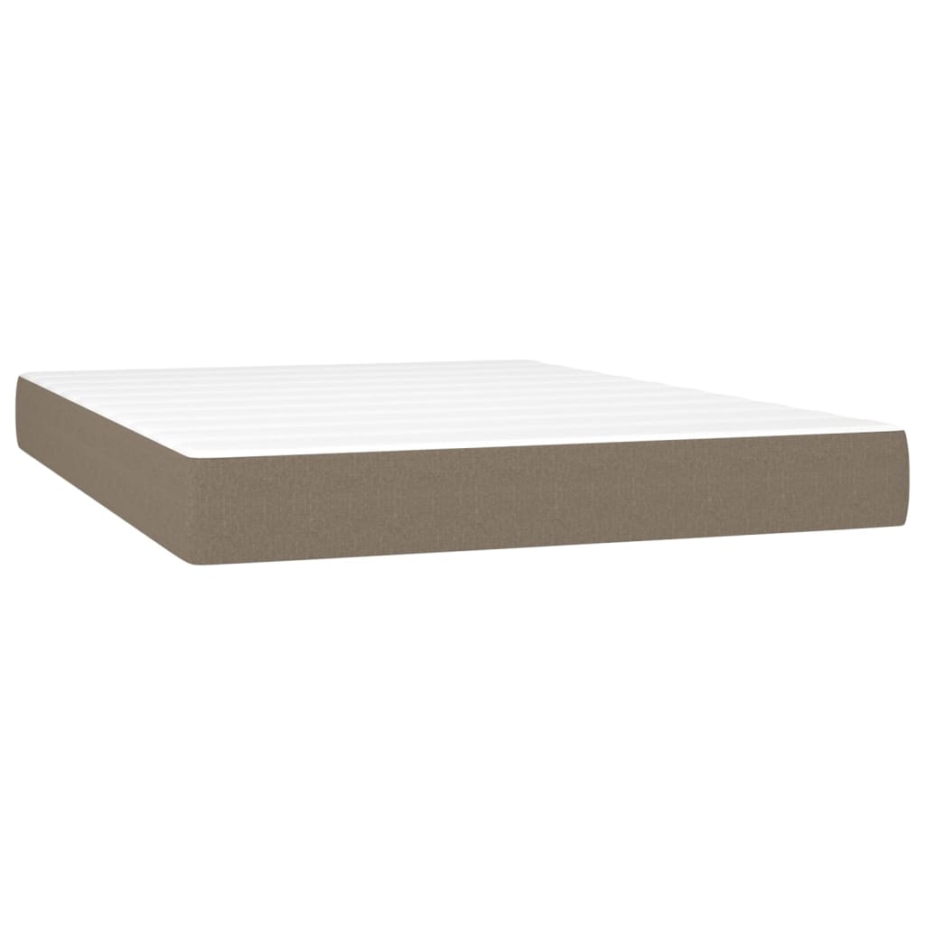 vidaXL Cama box spring con colchón tela gris taupe 140x190 cm