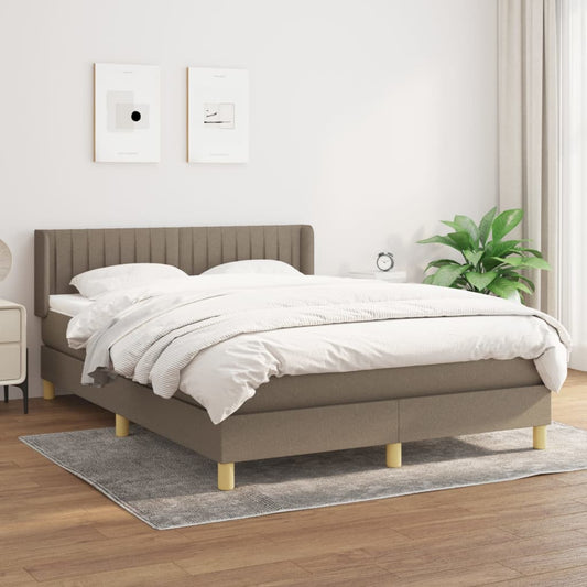 vidaXL Cama box spring con colchón tela gris taupe 140x190 cm