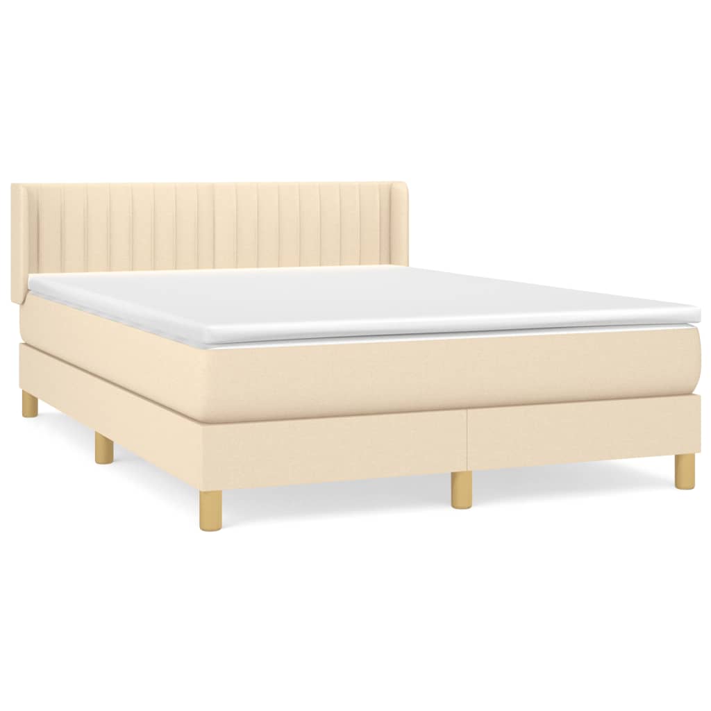 vidaXL Cama box spring con colchón tela color crema 140x190 cm