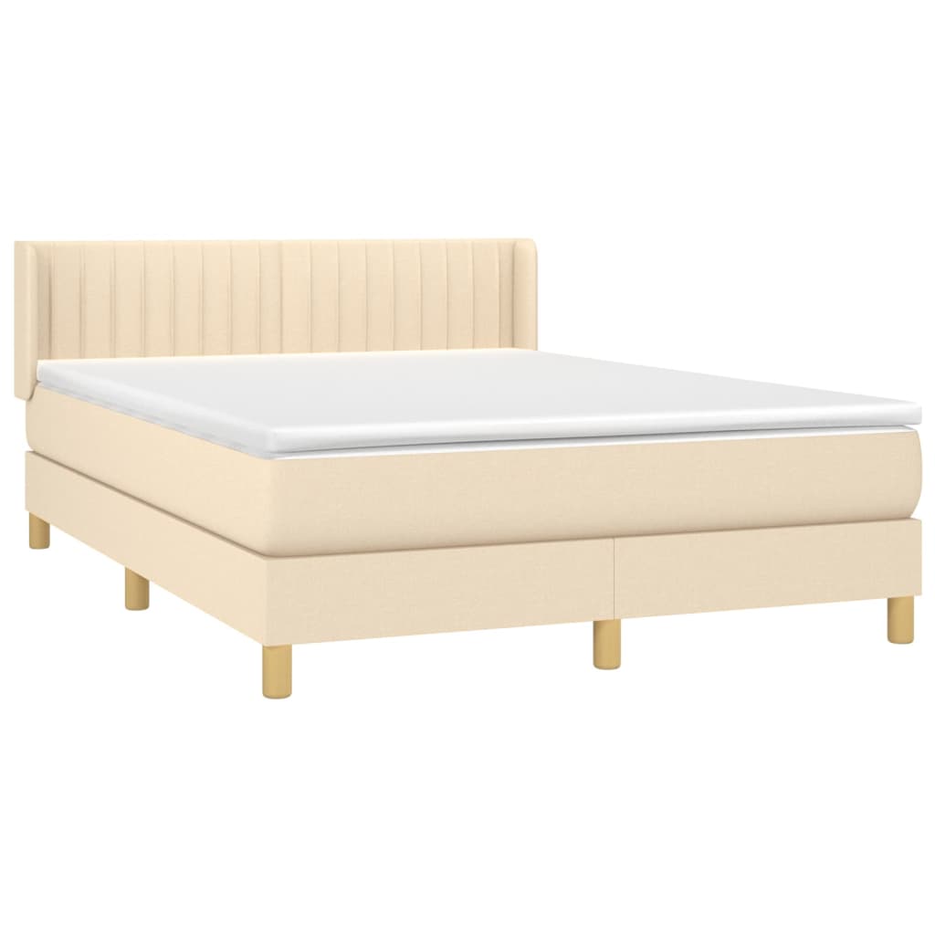 vidaXL Cama box spring con colchón tela color crema 140x190 cm