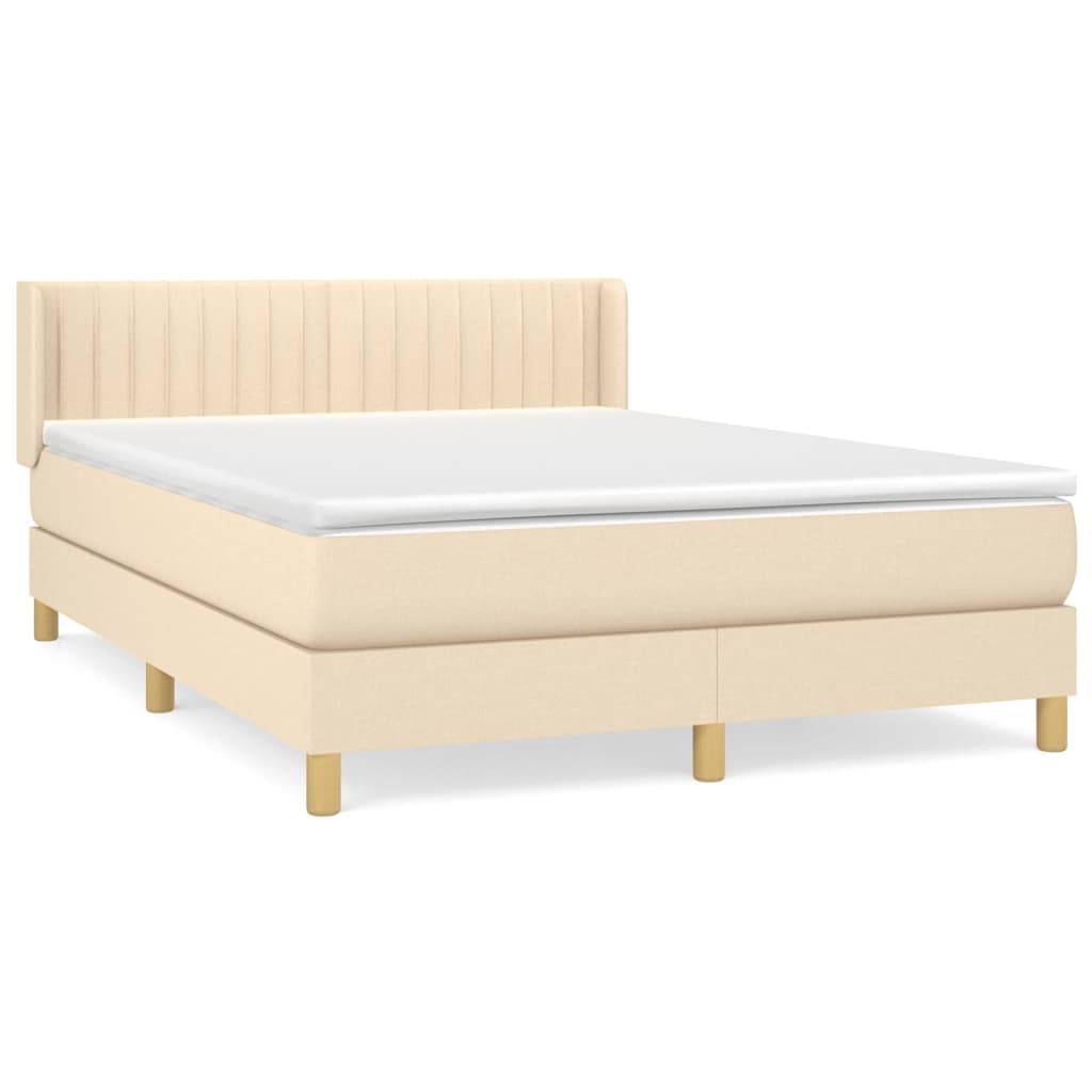 vidaXL Cama box spring con colchón tela color crema 140x200 cm