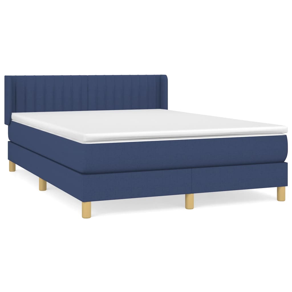 vidaXL Cama box spring con colchón tela azul 140x200 cm