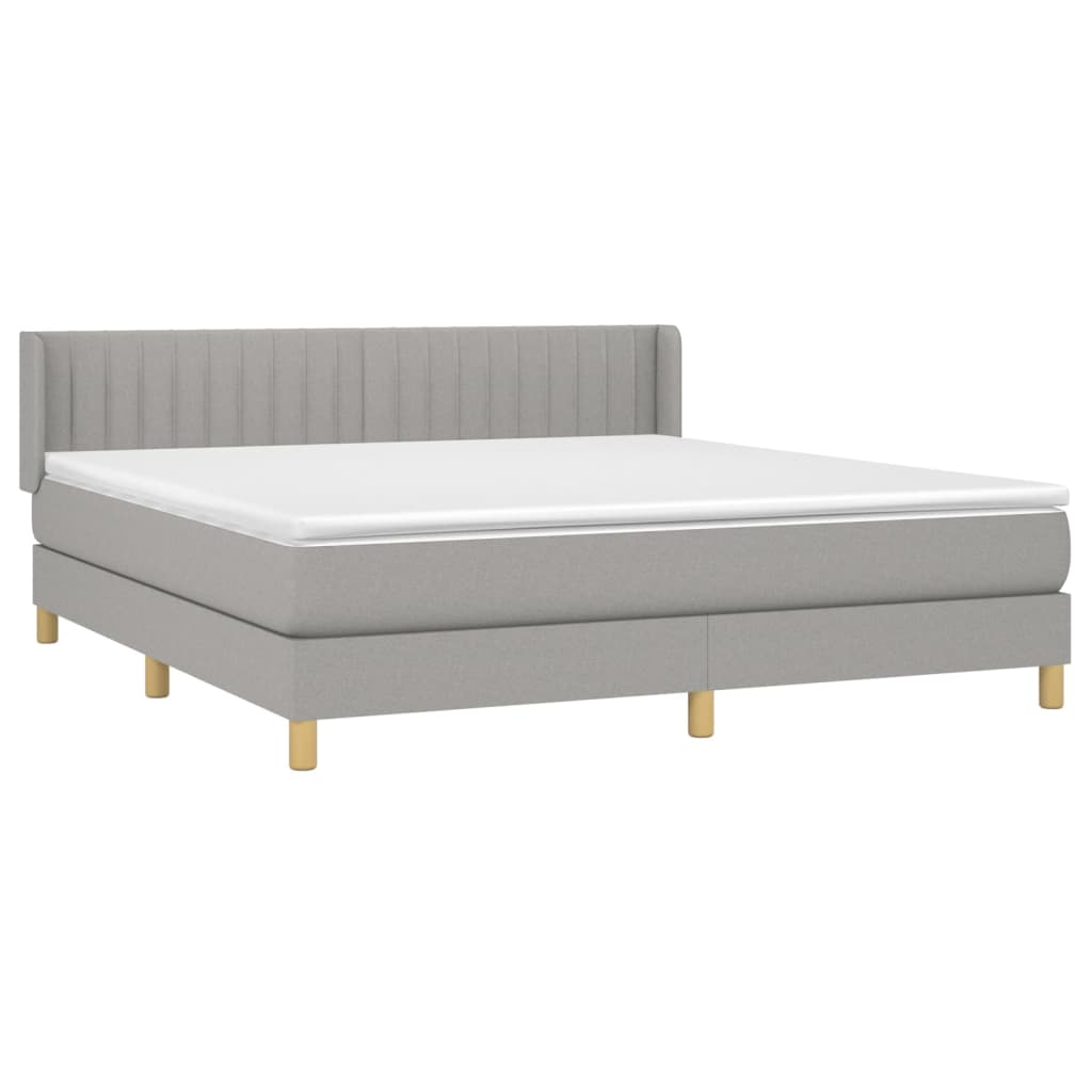 vidaXL Cama box spring con colchón tela gris claro 160x200 cm