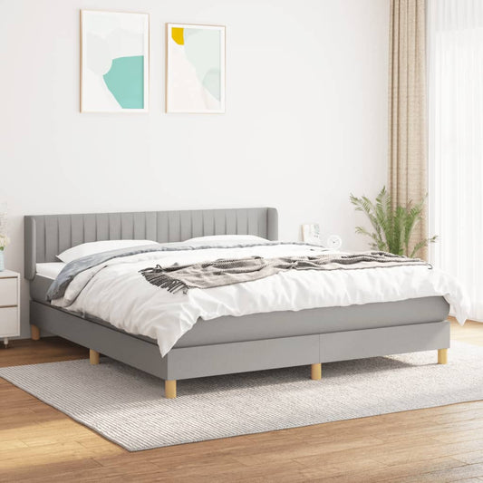 vidaXL Cama box spring con colchón tela gris claro 160x200 cm