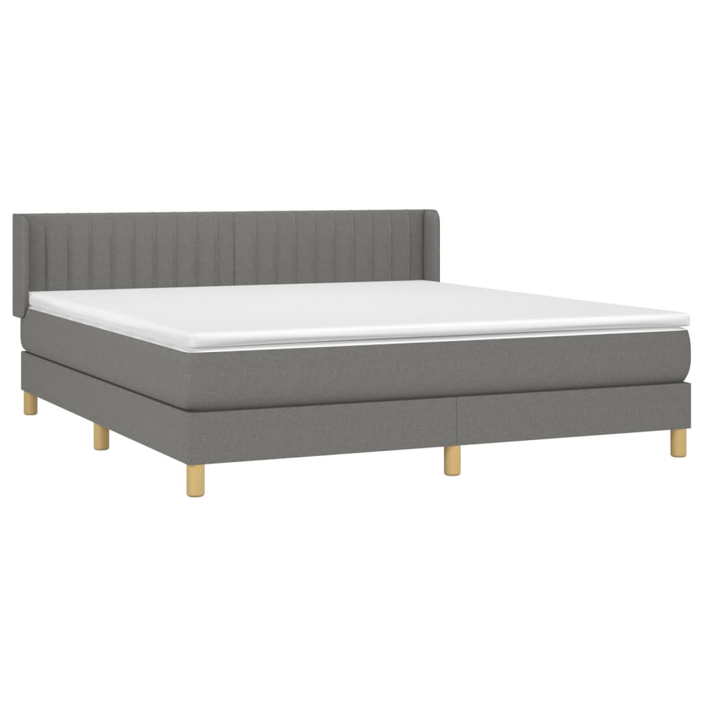 vidaXL Cama box spring con colchón tela gris oscuro 160x200 cm