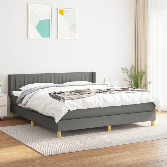 vidaXL Cama box spring con colchón tela gris oscuro 160x200 cm