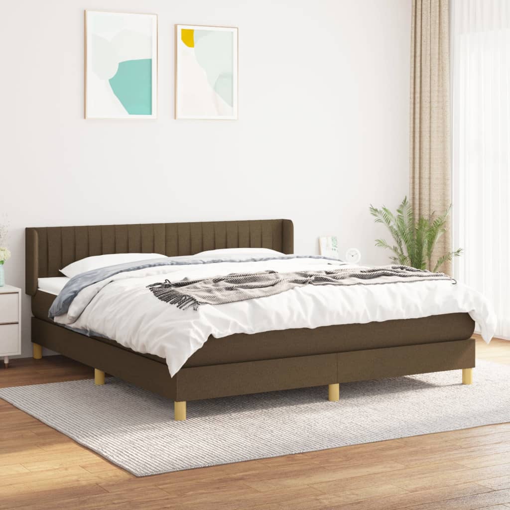 vidaXL Cama box spring con colchón tela marrón oscuro 160x200 cm