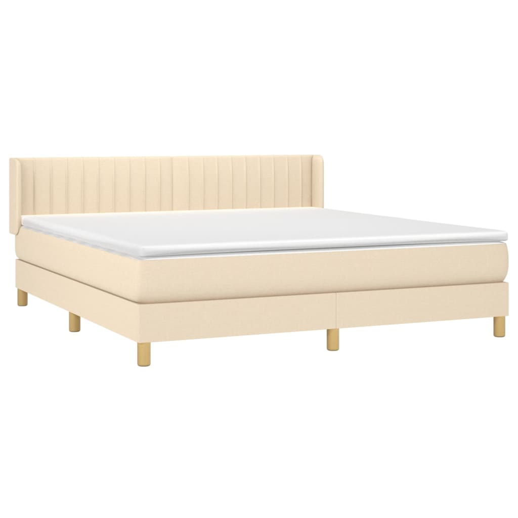 vidaXL Cama box spring con colchón tela color crema 160x200 cm