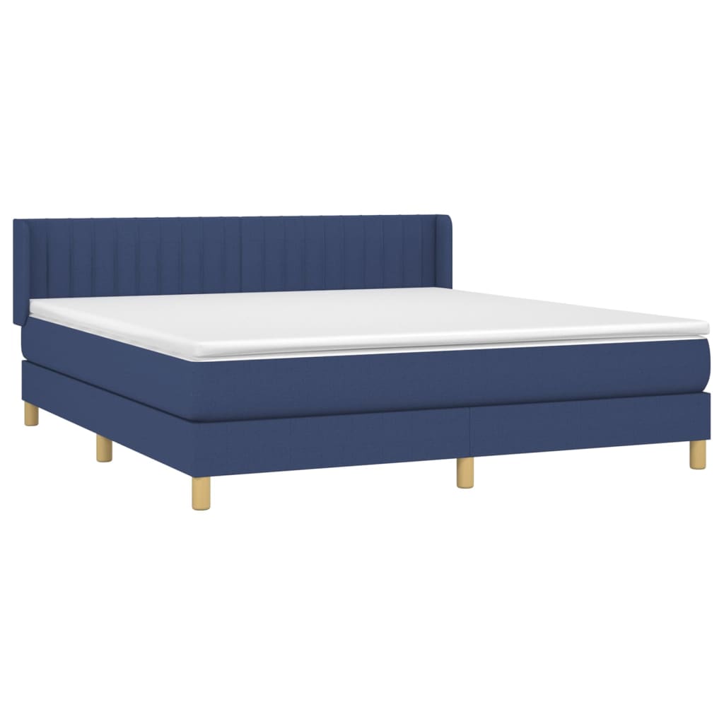 vidaXL Cama box spring con colchón tela azul 160x200 cm