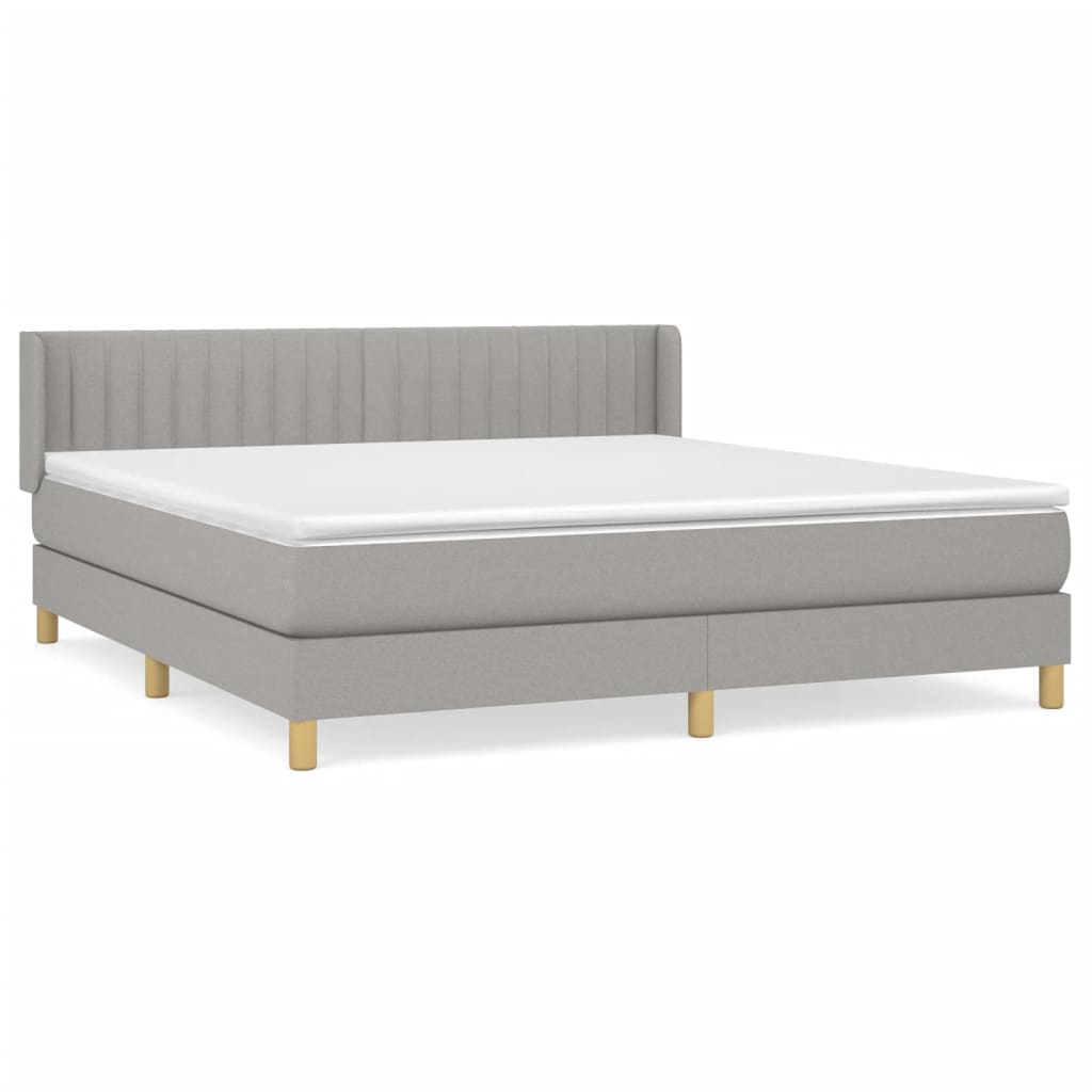 vidaXL Cama box spring con colchón tela gris claro 180x200 cm