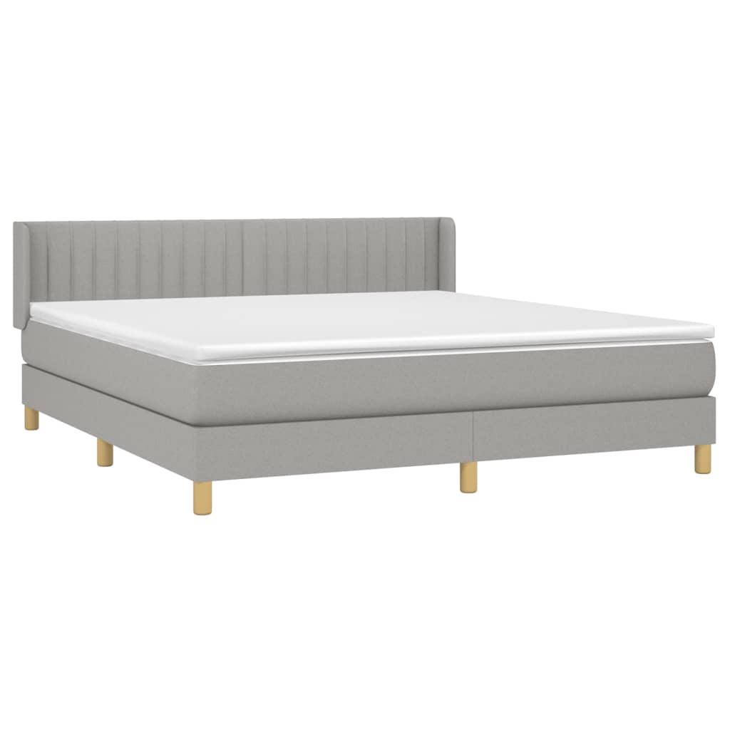 vidaXL Cama box spring con colchón tela gris claro 180x200 cm