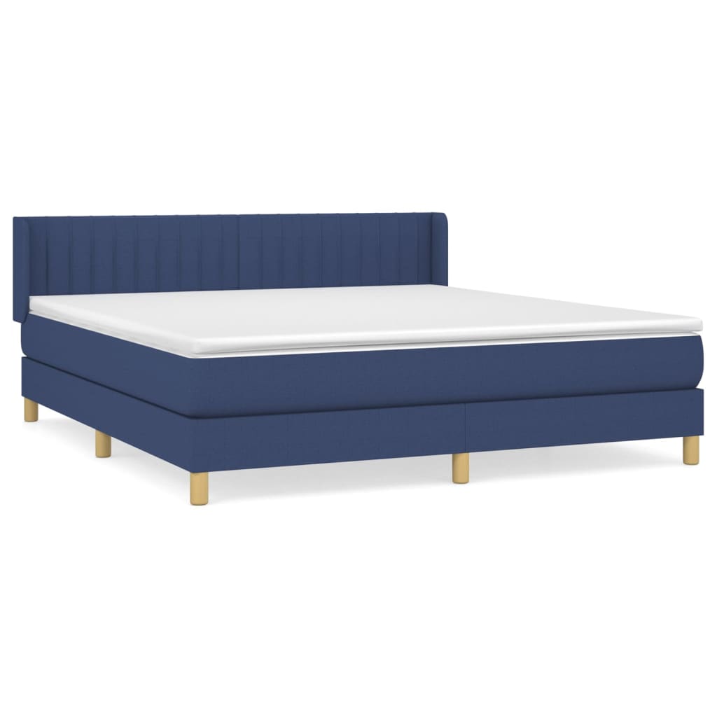 vidaXL Cama box spring con colchón tela azul 180x200 cm