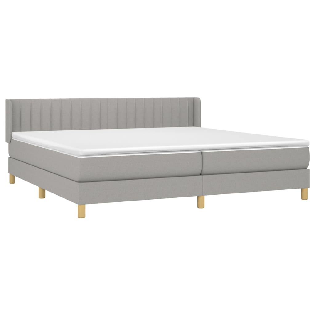 vidaXL Cama box spring con colchón tela gris claro 200x200 cm