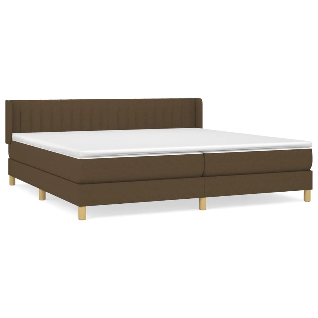 vidaXL Cama box spring con colchón tela marrón oscuro 200x200 cm