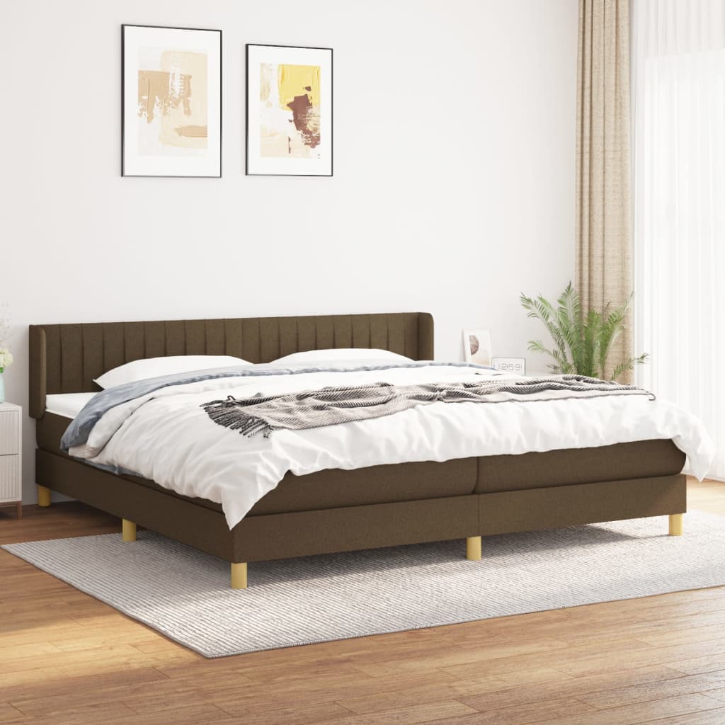 vidaXL Cama box spring con colchón tela marrón oscuro 200x200 cm