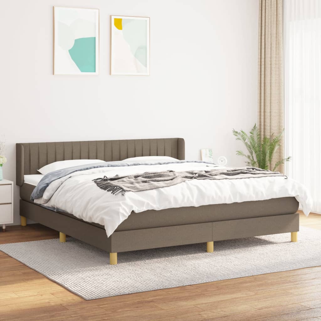 vidaXL Cama box spring con colchón tela gris taupe 200x200 cm