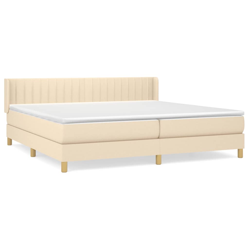 vidaXL Cama box spring con colchón tela color crema 200x200 cm