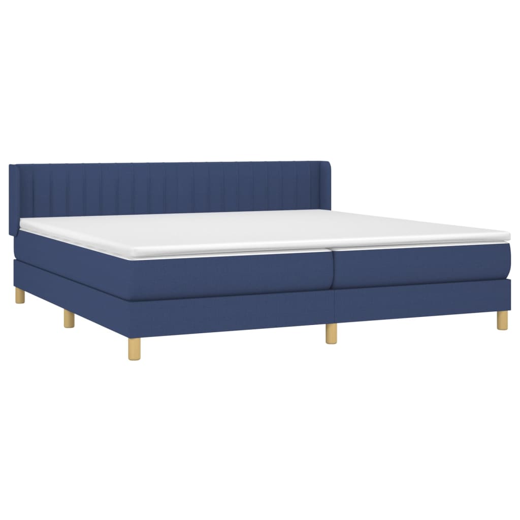 vidaXL Cama box spring con colchón tela azul 200x200 cm