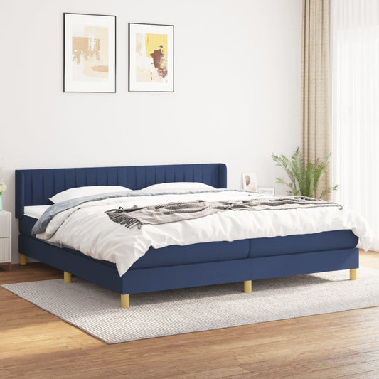 vidaXL Cama box spring con colchón tela azul 200x200 cm