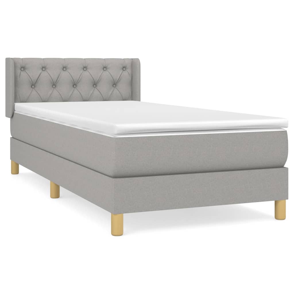 vidaXL Cama box spring con colchón tela gris claro 80x200 cm