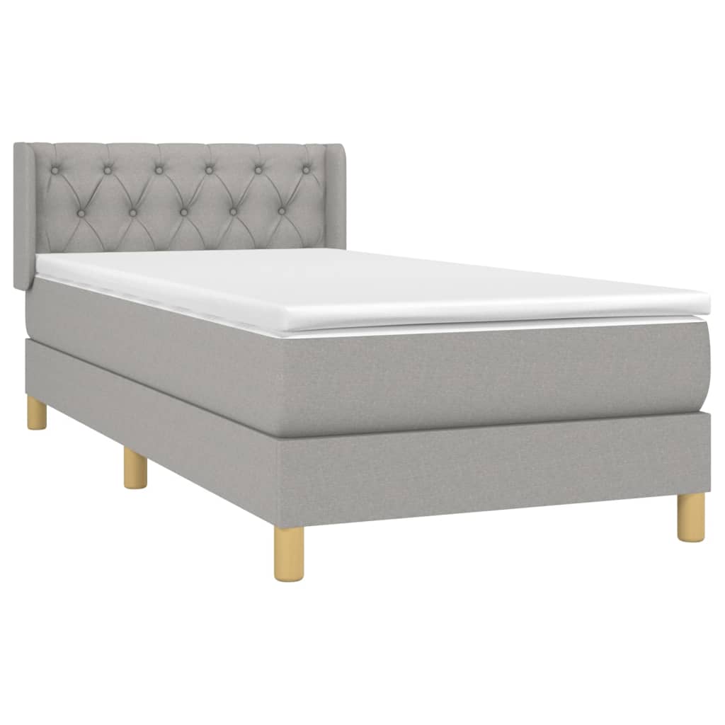 vidaXL Cama box spring con colchón tela gris claro 80x200 cm