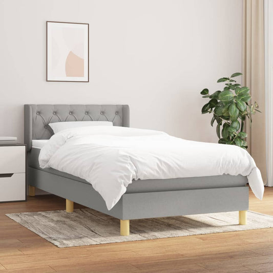 vidaXL Cama box spring con colchón tela gris claro 80x200 cm