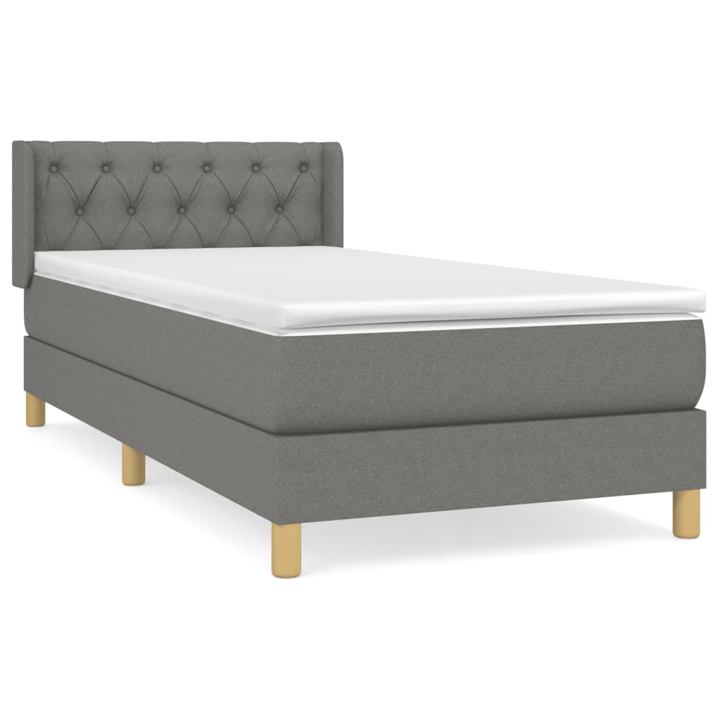 vidaXL Cama box spring con colchón tela gris oscuro 80x200 cm