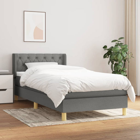 vidaXL Cama box spring con colchón tela gris oscuro 80x200 cm