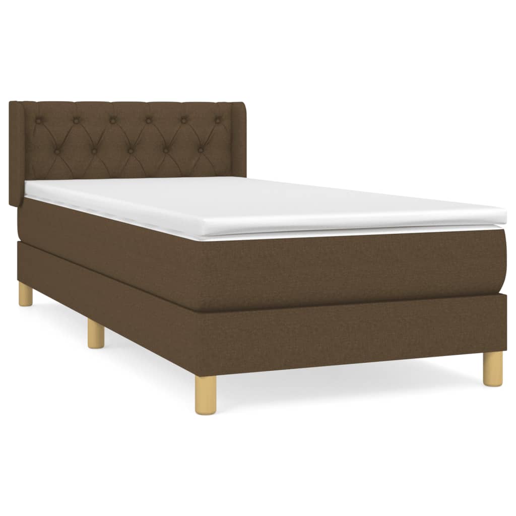 vidaXL Cama box spring con colchón tela marrón oscuro 80x200 cm