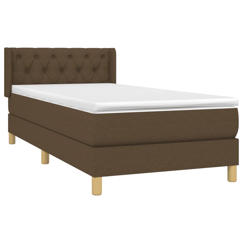 vidaXL Cama box spring con colchón tela marrón oscuro 80x200 cm