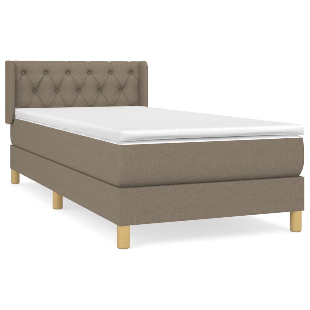 vidaXL Cama box spring con colchón tela gris taupe 80x200 cm