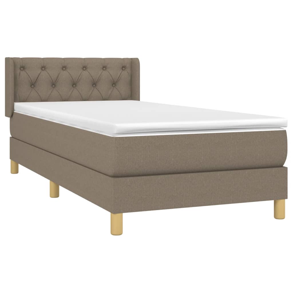 vidaXL Cama box spring con colchón tela gris taupe 80x200 cm