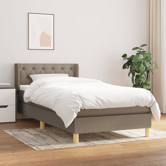 vidaXL Cama box spring con colchón tela gris taupe 80x200 cm