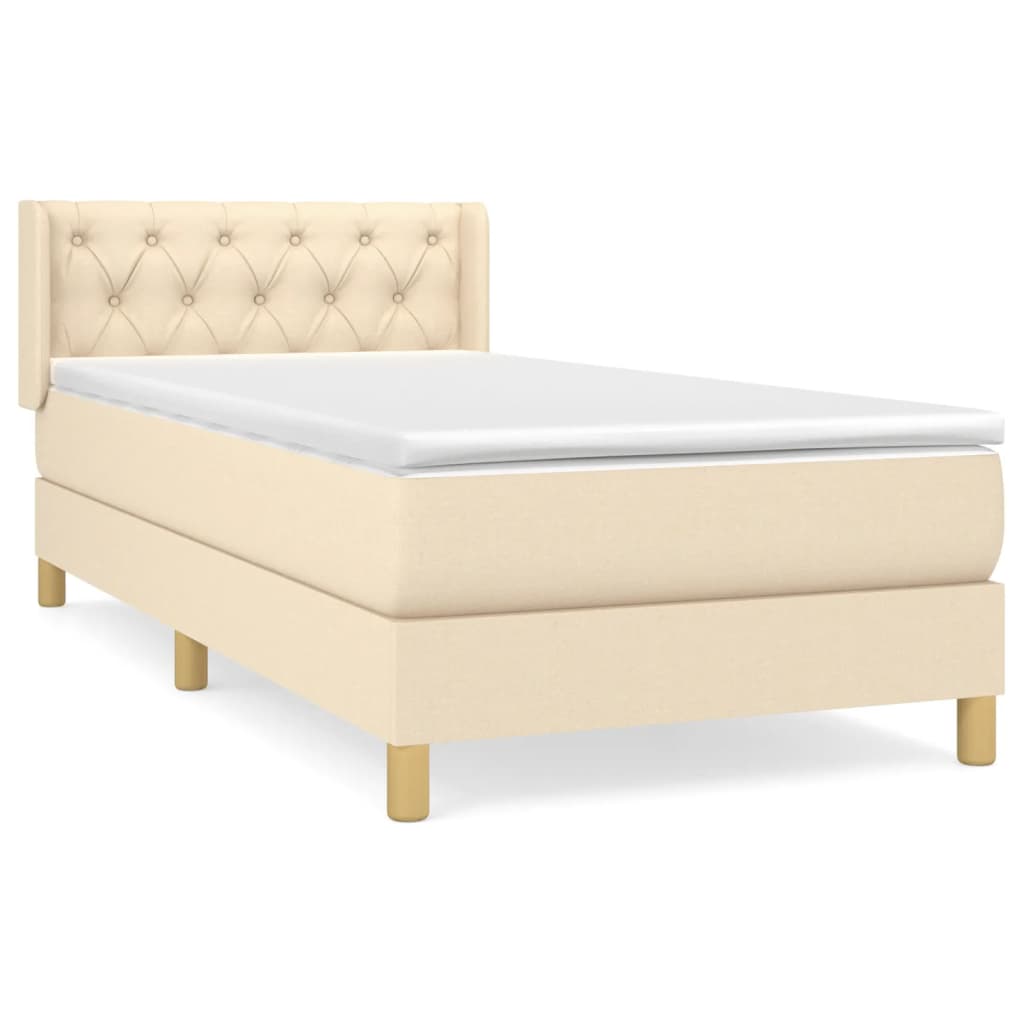 vidaXL Cama box spring con colchón tela color crema 80x200 cm