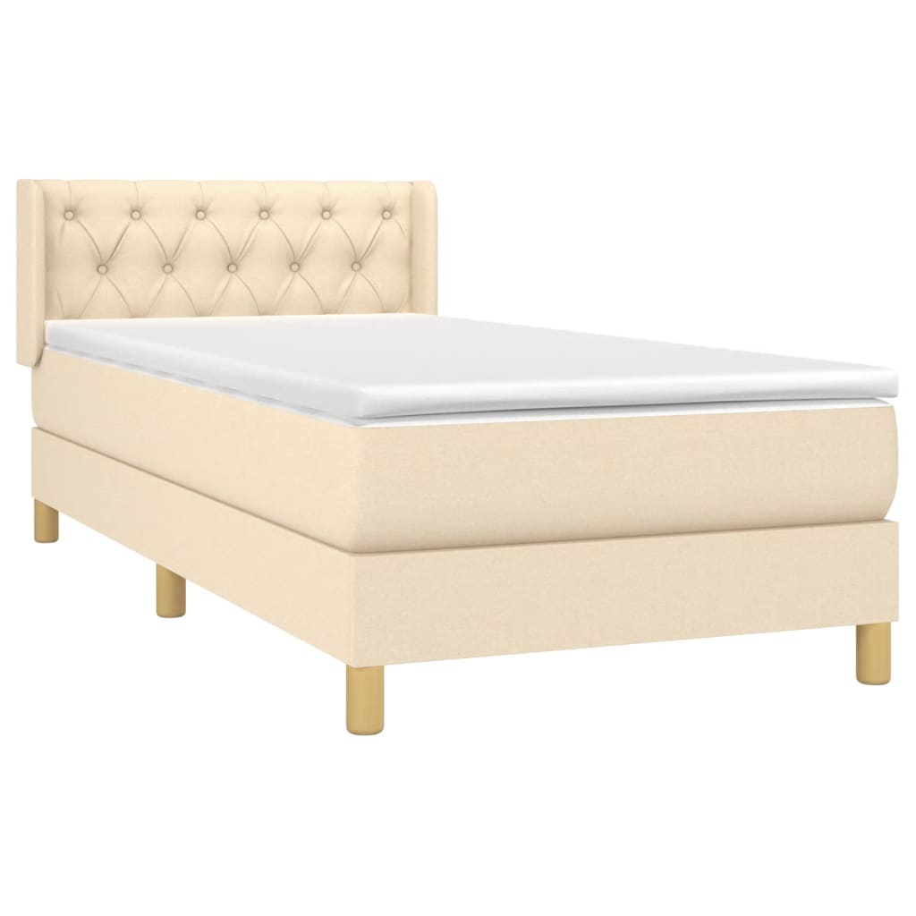 vidaXL Cama box spring con colchón tela color crema 80x200 cm