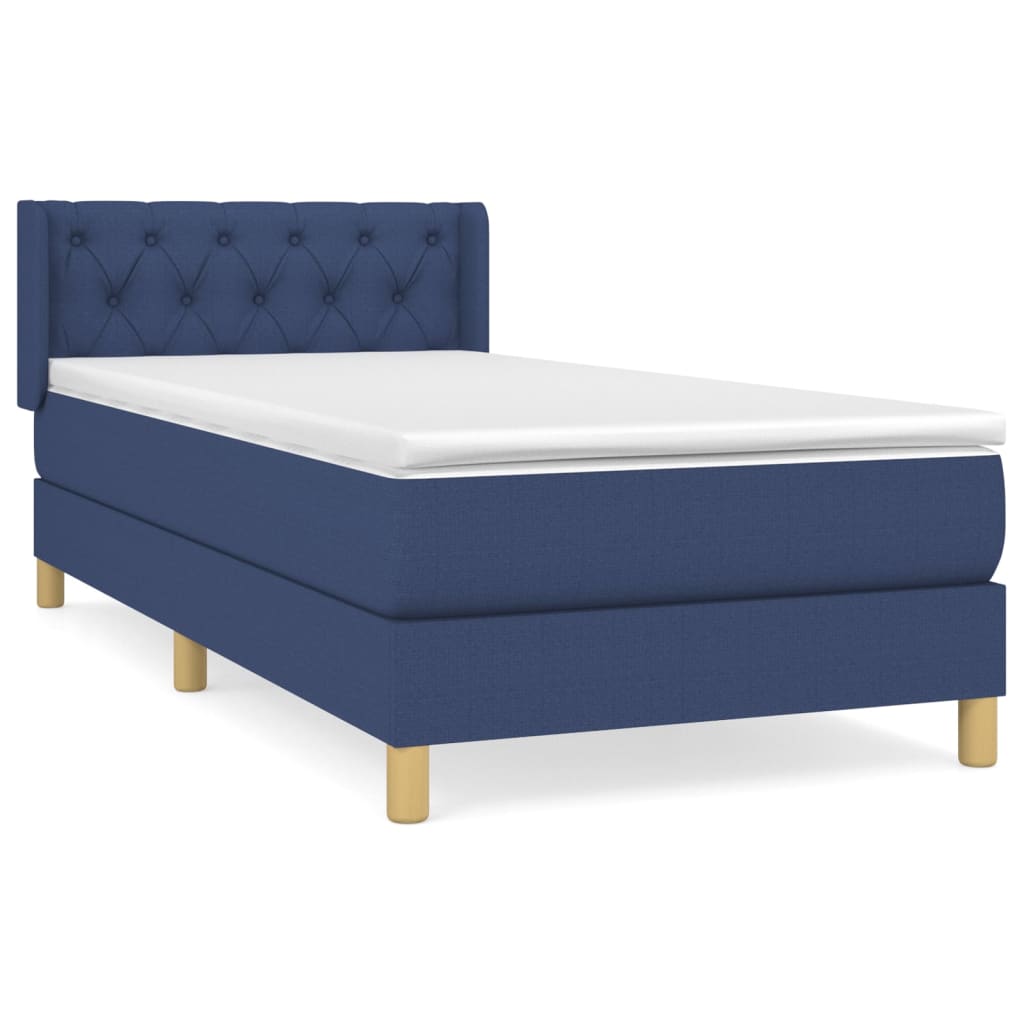 vidaXL Cama box spring con colchón tela azul 80x200 cm