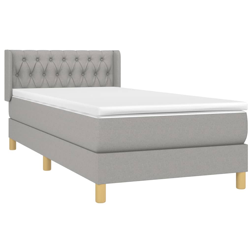 vidaXL Cama box spring con colchón tela gris claro 90x190 cm