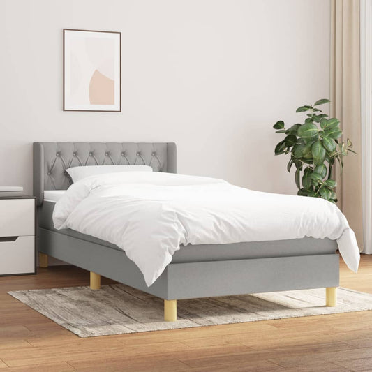 vidaXL Cama box spring con colchón tela gris claro 90x190 cm