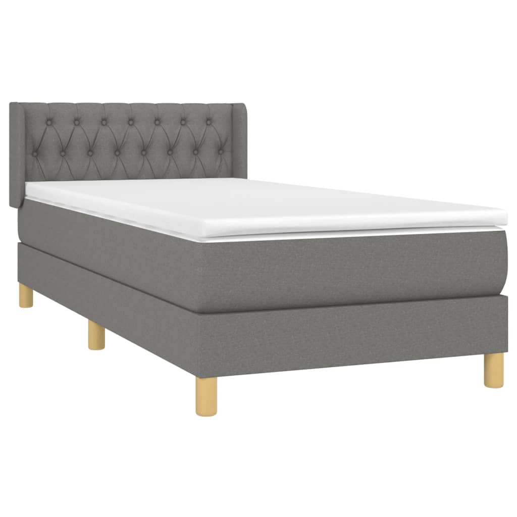 vidaXL Cama box spring con colchón tela gris oscuro 90x190 cm