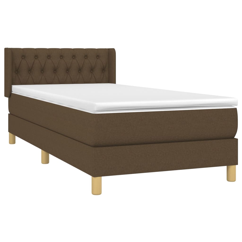 vidaXL Cama box spring con colchón tela marrón oscuro 90x190 cm