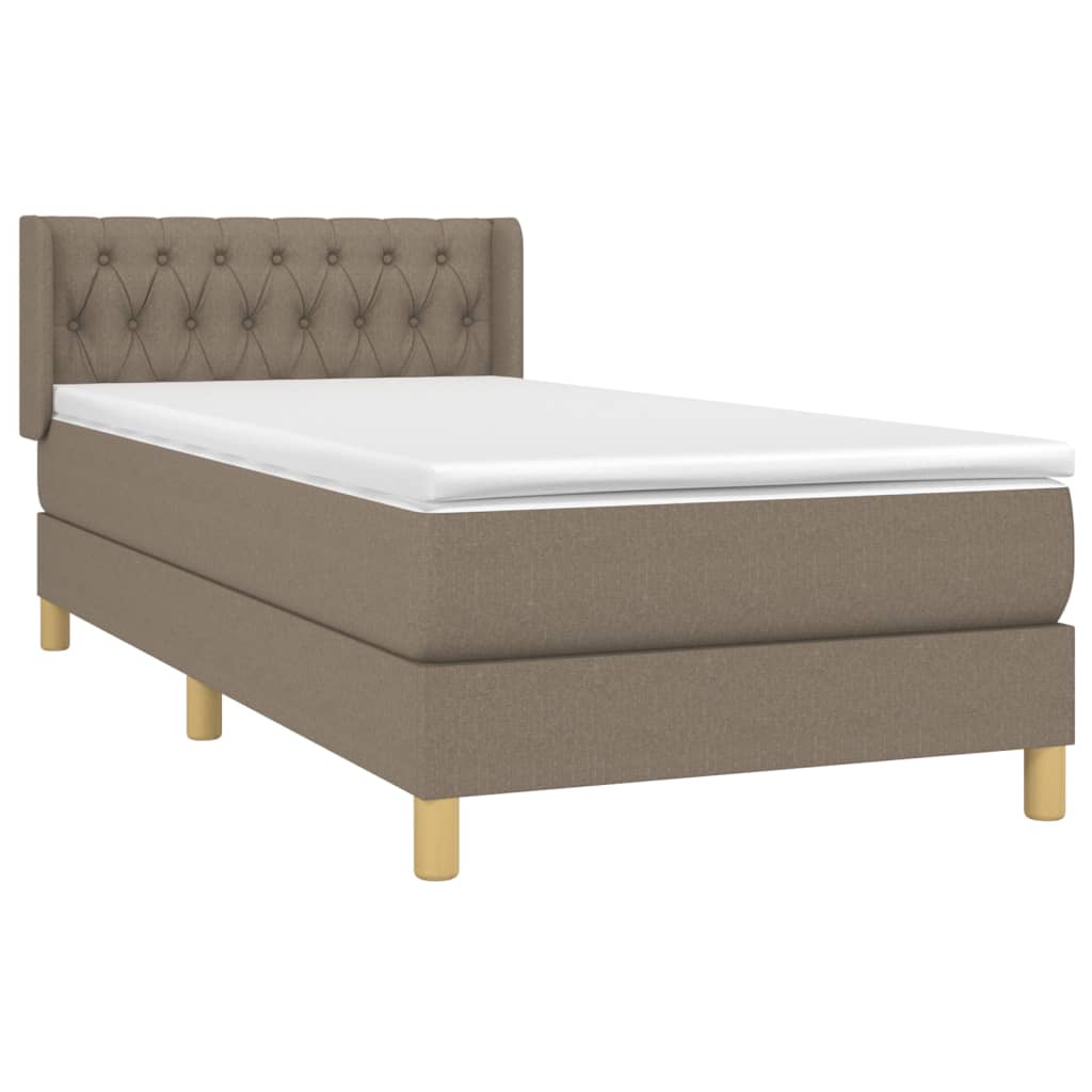 vidaXL Cama box spring con colchón tela gris taupe 90x190 cm