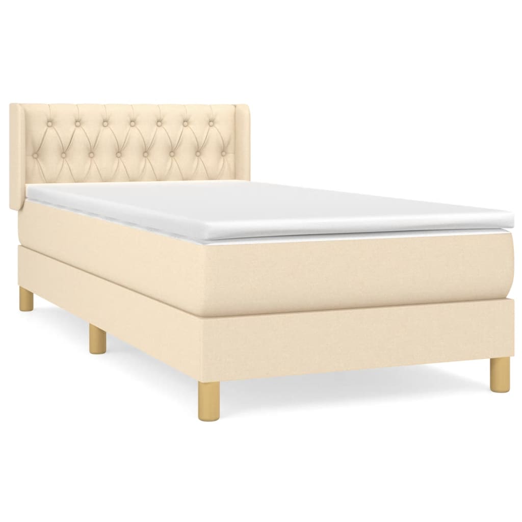 vidaXL Cama box spring con colchón tela color crema 90x190 cm