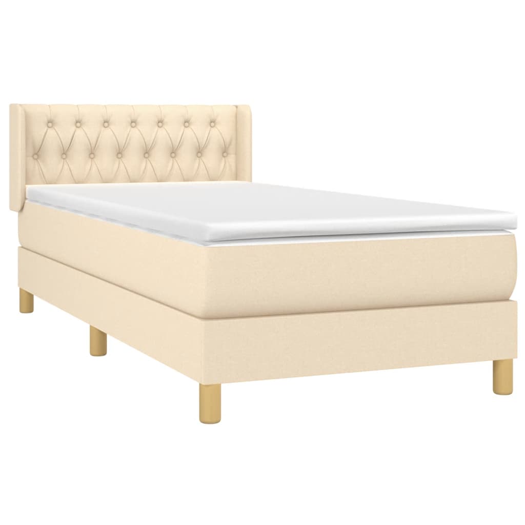 vidaXL Cama box spring con colchón tela color crema 90x190 cm