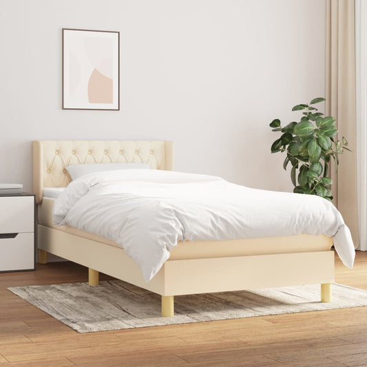 vidaXL Cama box spring con colchón tela color crema 90x190 cm