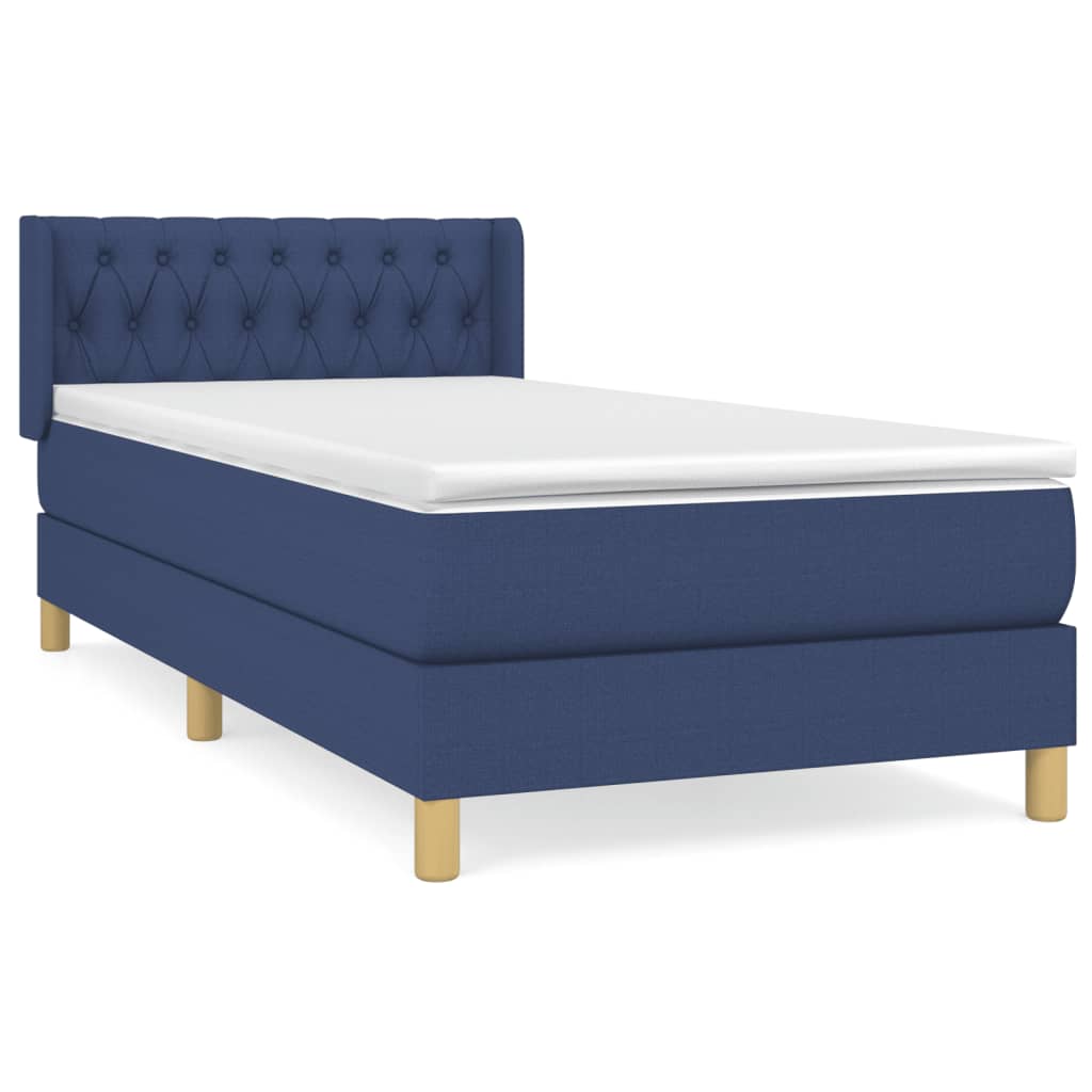 vidaXL Cama box spring con colchón tela azul 90x190 cm