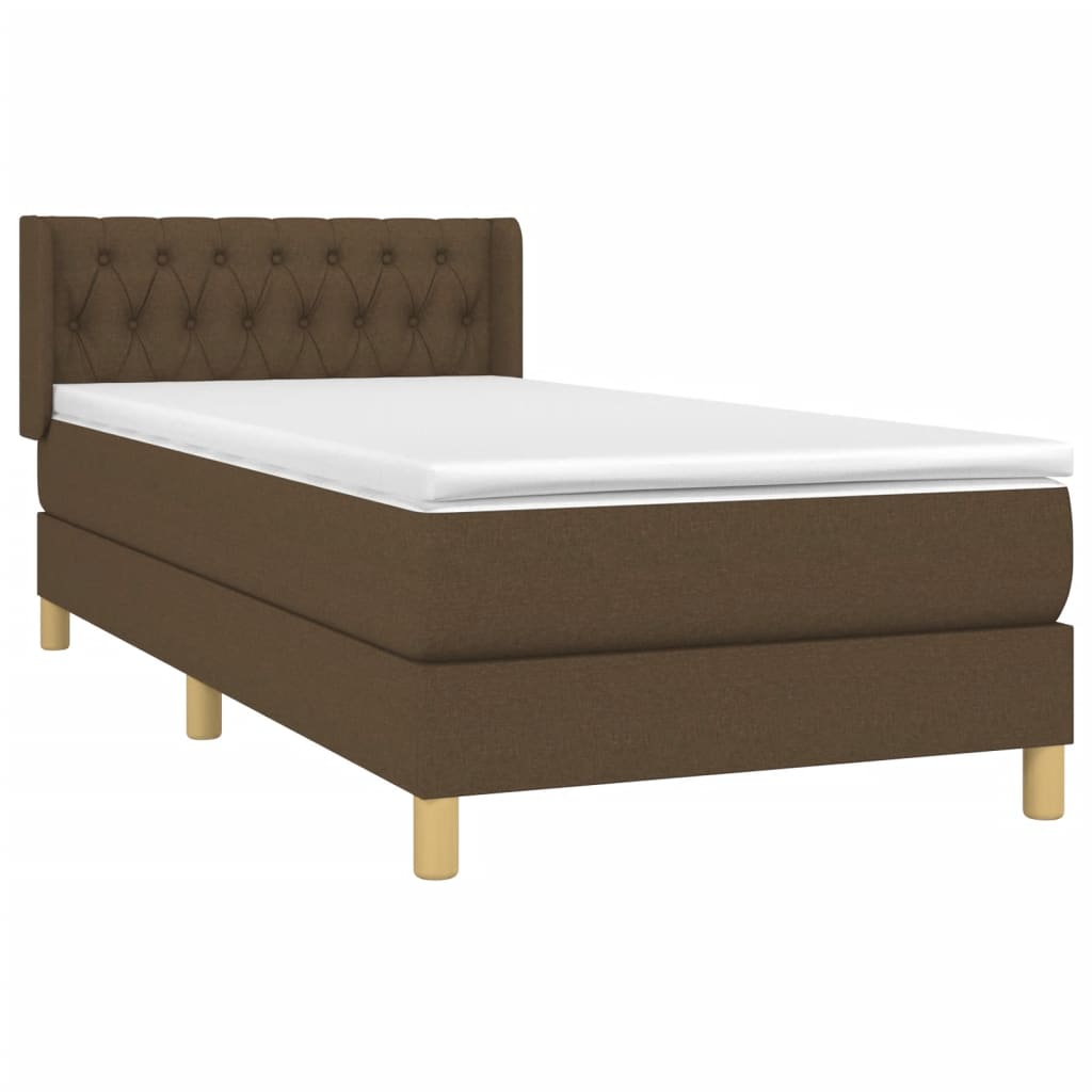 vidaXL Cama box spring con colchón tela marrón oscuro 90x200 cm