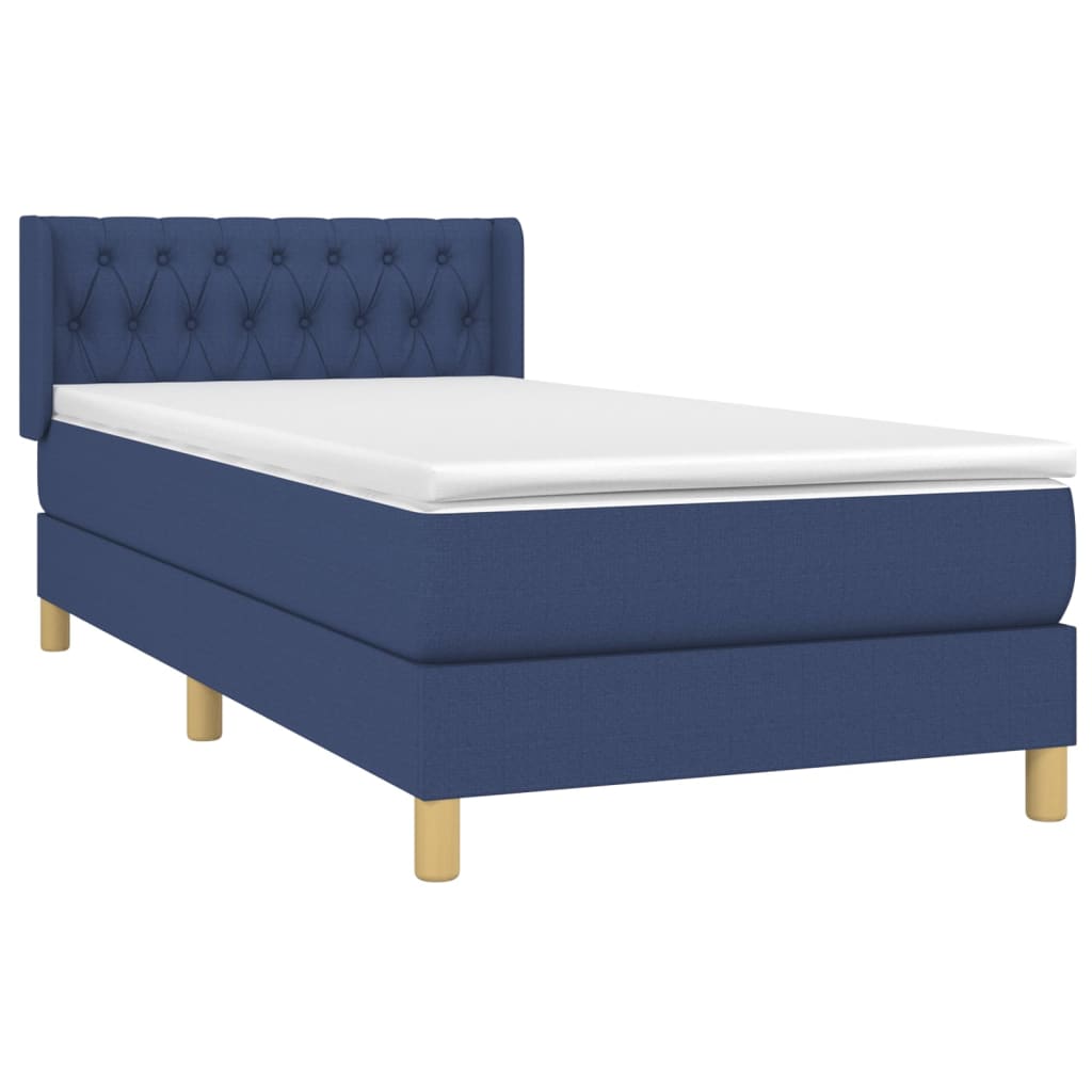 vidaXL Cama box spring con colchón tela azul 100x200 cm