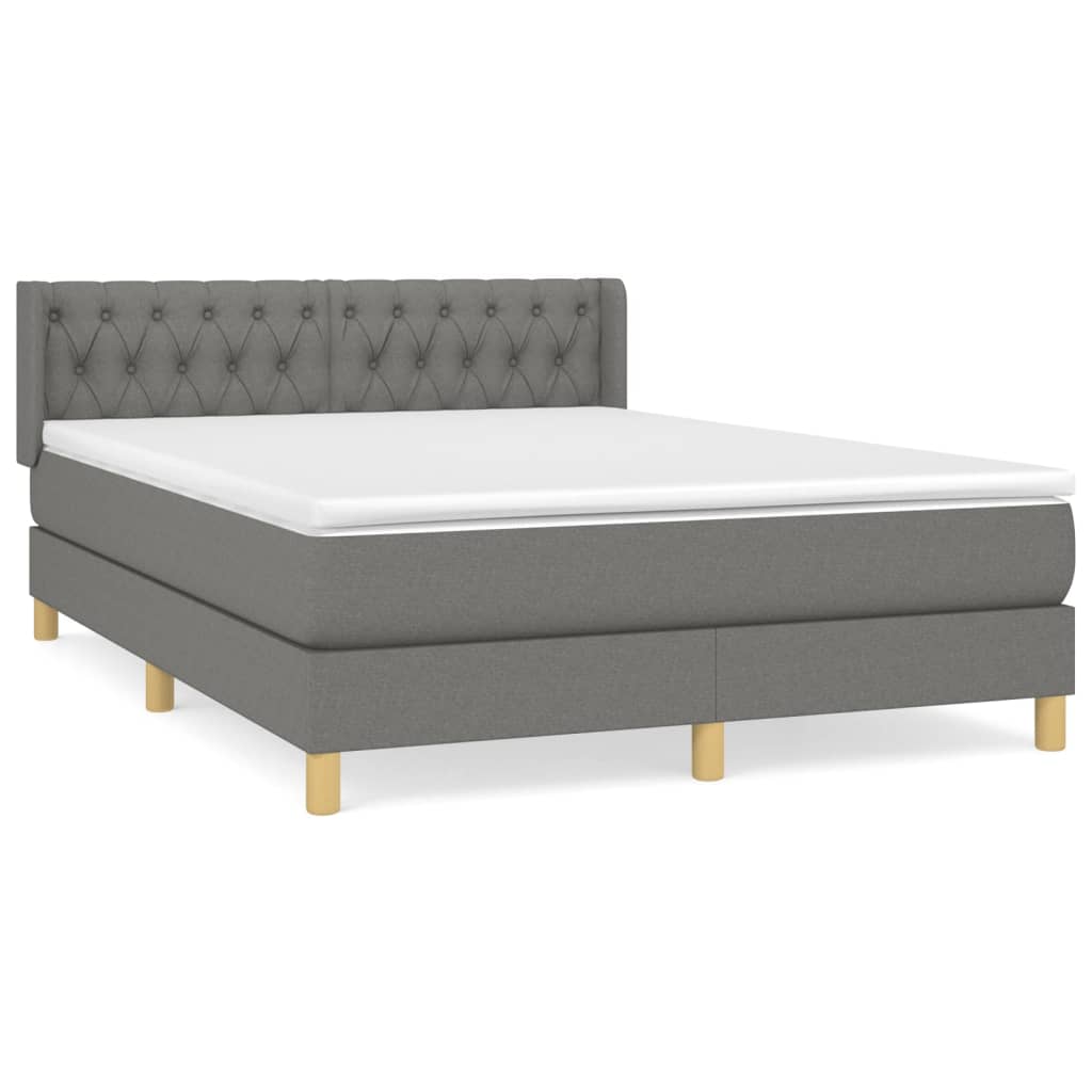 vidaXL Cama box spring con colchón tela gris oscuro 140x190 cm